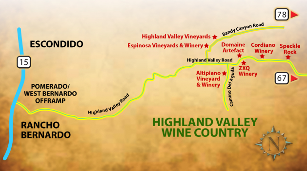 map of highland valley wine country