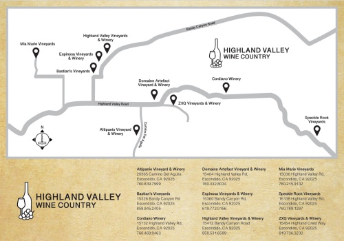 map of highland valley wine country